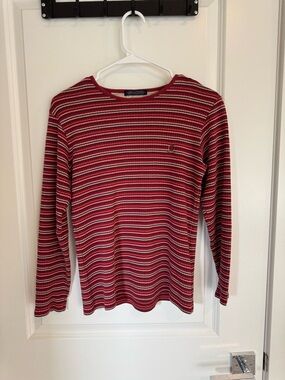 Tommy Hilfiger Red Multi-Striped Long Sleeve Tee